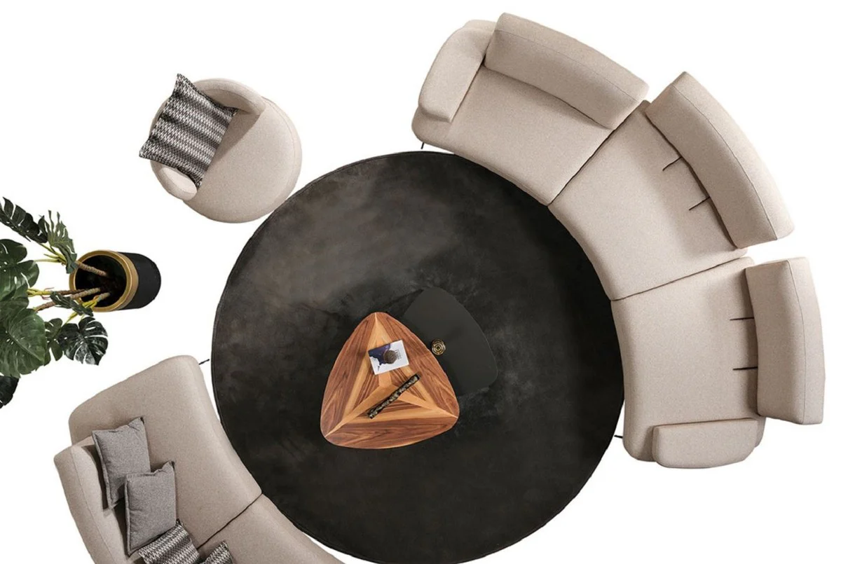 Luxus Sofa mit verstellbaren Rückenlehnen Beige / Schwarz 350 cm