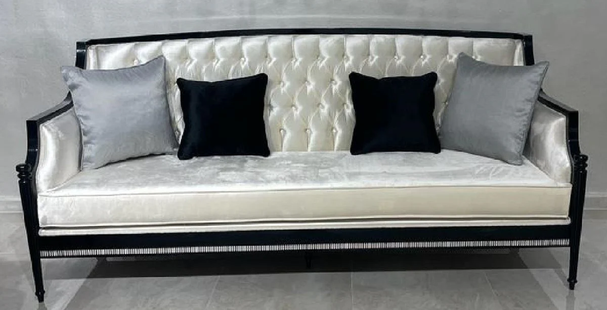 Luxus Barock Wohnzimmer Sofa Gold / Schwarz / Grau - Handgefertigtes Barockstil Sofa - Luxus Wohnzimmer Möbel im Barockstil - Barock Möbel - Edel & Prunkvoll