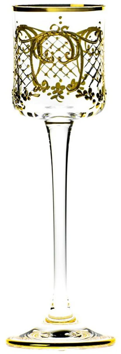 Luxus Barock Likörglas 6er Set Gold Ø 6 x H. 17,5 cm - Handgefertigte und handbemalte Likörgläser - Hotel & Restaurant Accessoires - Luxus Qualität