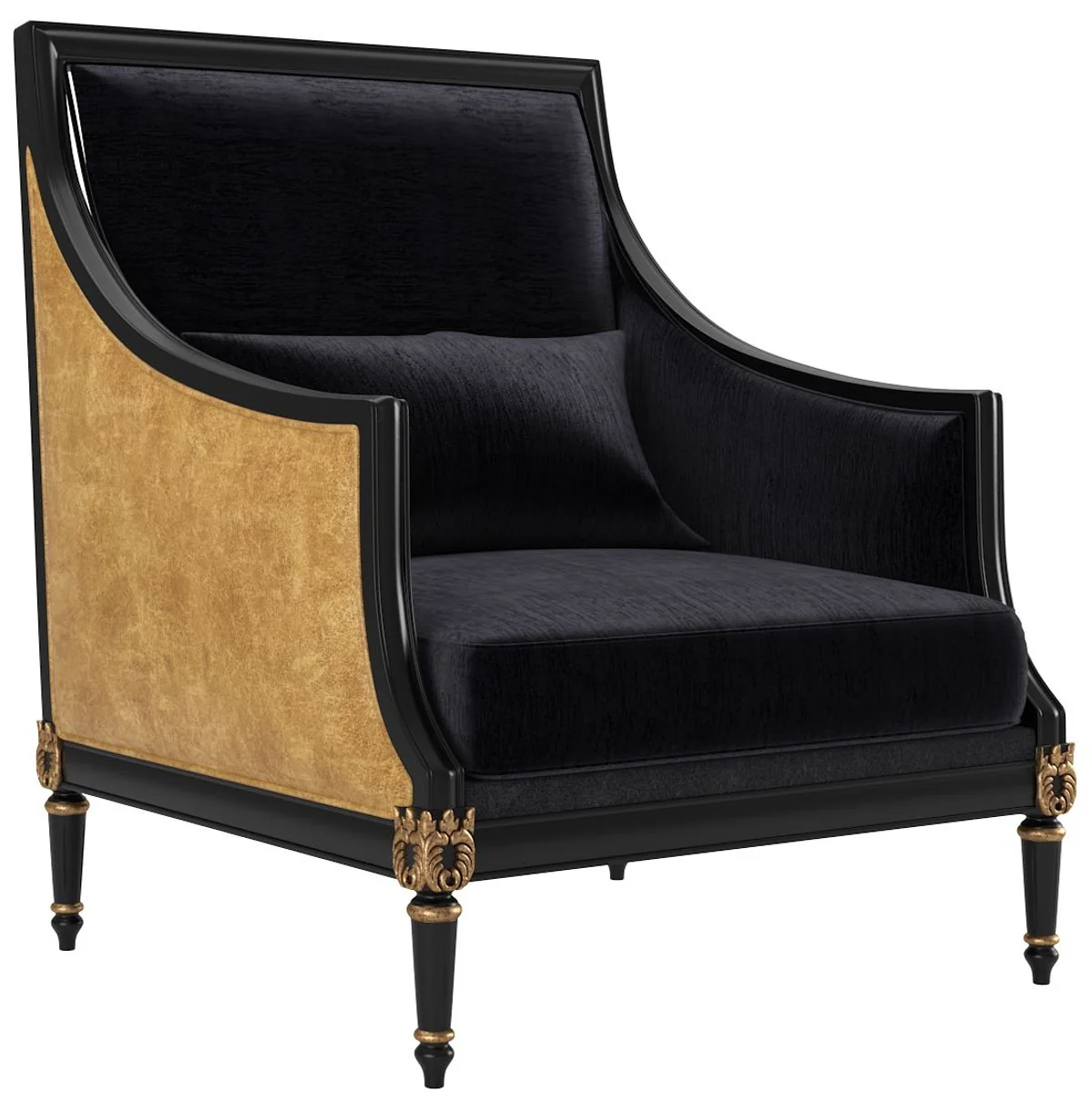 Luxus Barock Wohnzimmer Set Gold / Schwarz / Antik Gold - 2 Sofas & 2 Sessel & 1 Couchtisch & 2 Beistelltische - Möbel im Barockstil - Edle Barock Wohnzimmer Möbel