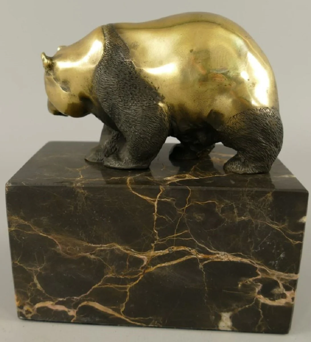 Bronze Skulptur Panda Bär Gold / Schwarz 13 x 7 x H. 15 cm - Bronzefigur - Dekofigur - Schreibtisch Deko Accessoires