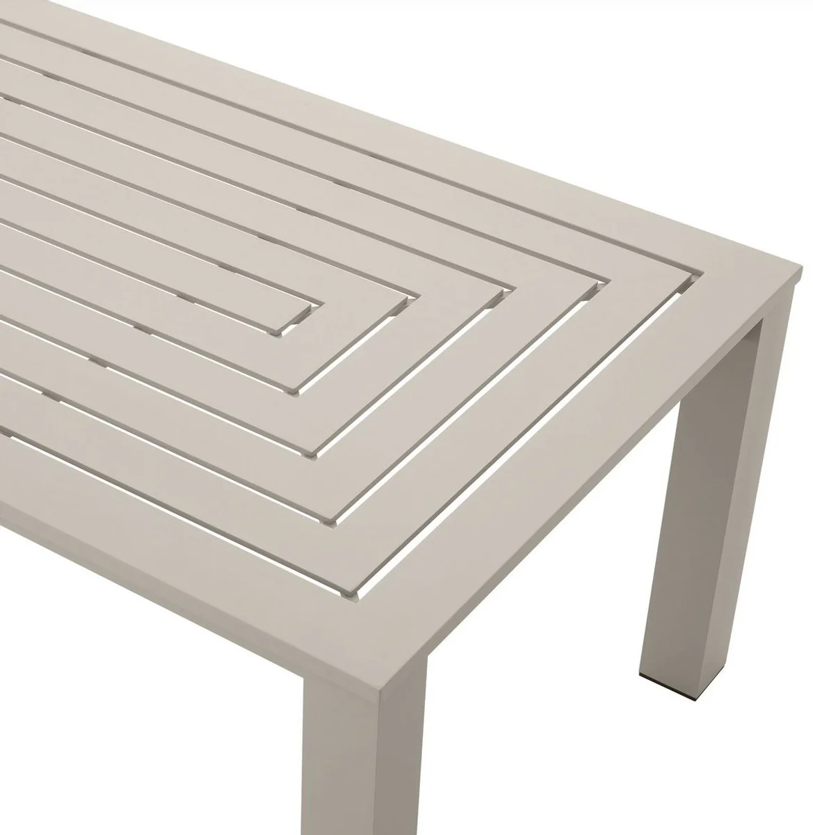 Luxus Esstisch Sandfarben 240 x 105 x H. 74,5 cm - Wetterbeständiger Aluminium Tisch - Garten Tisch - Terrassen Tisch - Garten Möbel - Terrassen Möbel - Luxus Qualität