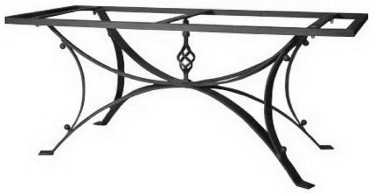 Luxus Jugendstil Esstisch Mehrfarbig / Schwarz - Handgefertigter Gartentisch mit handbemalter Tischplatte und Metallgestell - Garten Terrassen Esszimmer Möbel