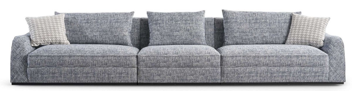 Luxus Sofa Blau / Grau / Schwarz 308 x 106 x H. 83 cm - Wohnzimmer Sofa - Hotel Sofa - Wohnzimmer Möbel - Wohnzimmer Einrichtung - Hotel Möbel - Luxus Möbel - Luxus Einrichtung