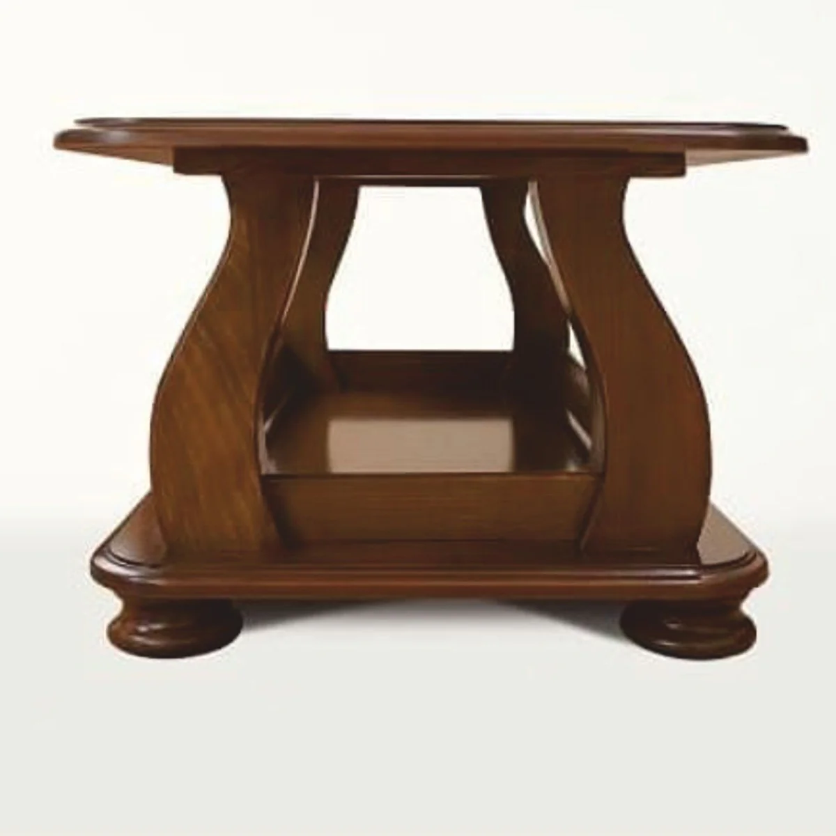 Luxus Barock Massivholz Couchtisch Braun 120 cm - Barock Möbel