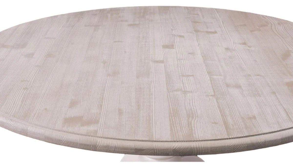 Landhausstil Esstisch Naturfarben / Weiß Ø 130 x H. 78 cm - Esszimmermöbel im Landhausstil