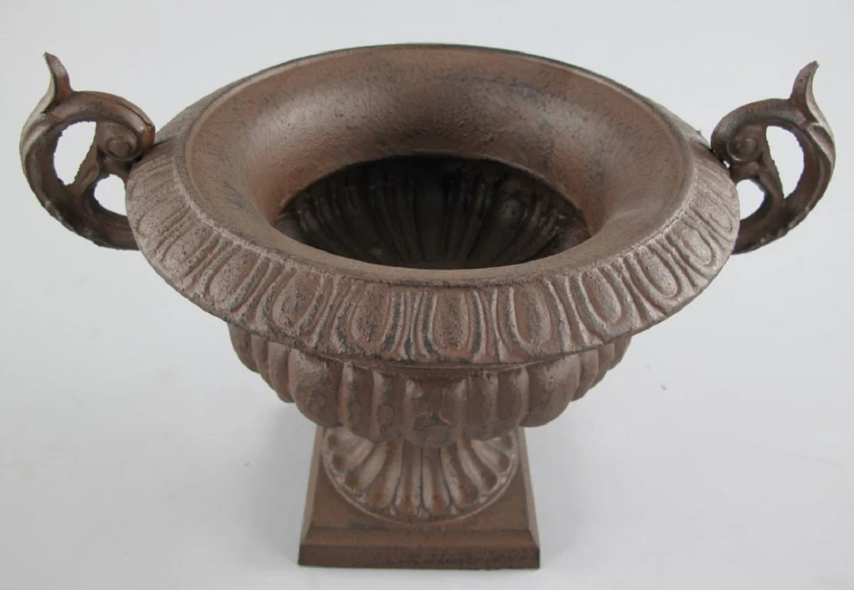 Barock Garten Deko Blumentopf Rost 37 x 26 x H. 27 cm - Prunkvoller Pflanzentopf im Barockstil - Barock Garten Deko - Barock Terrassen Deko - Barock Deko Accessoires