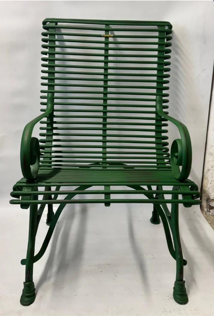 Jugendstil Garten Stuhl mit Armmlehnen Grün H. 105 cm - Garten Möbel