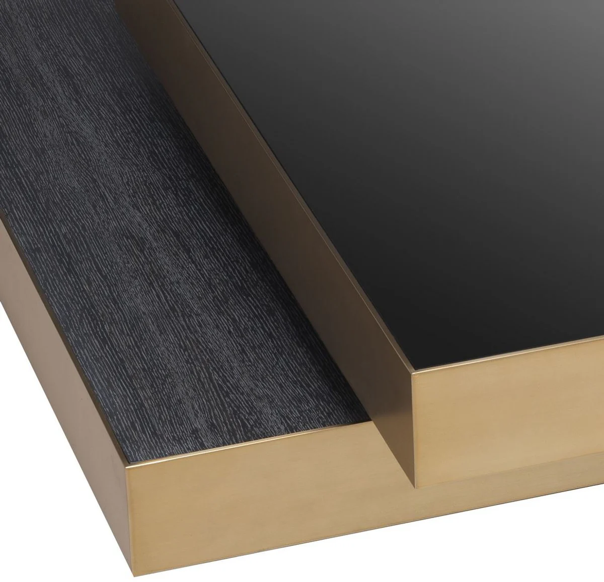 Luxus Couchtisch Messingfarben / Anthrazitgrau / Schwarz 124 x 135 x H. 32 cm - Moderner Wohnzimmertisch - Wohnzimmer Möbel - Luxus Qualität