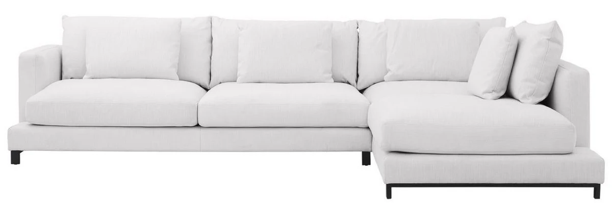 Luxus Ecksofa Weiß / Schwarz 320 x 200 x H. 64 cm - Edles Wohnzimmer Sofa mit Kissen - Luxus Möbel - Luxus Qualität