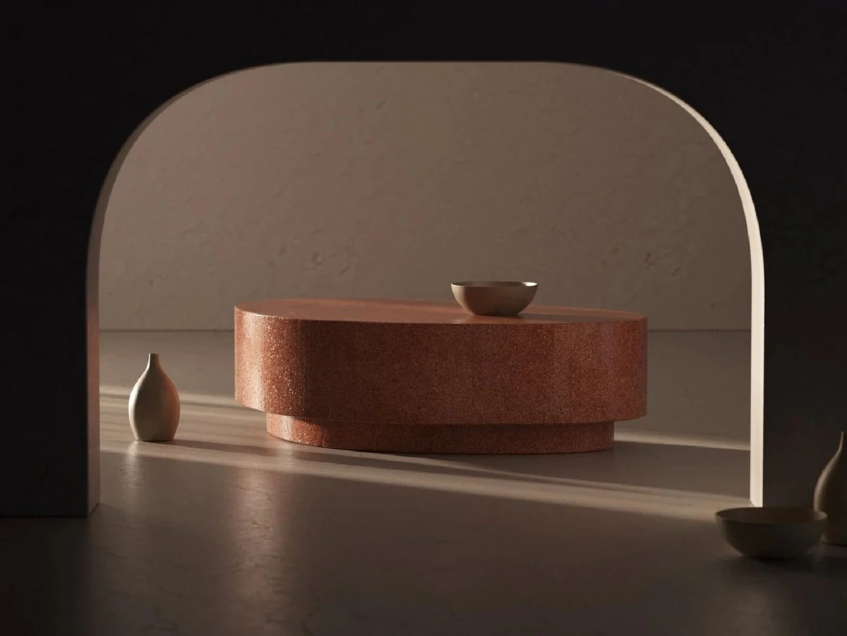 Luxus Beton Couchtisch Rot 142 cm - Wohnzimmer & Garten Möbel