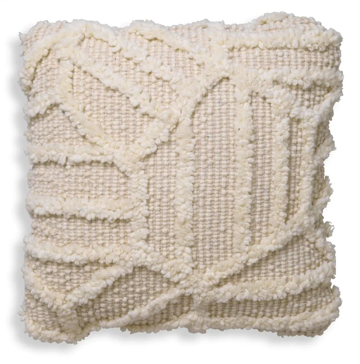 Luxus Kissen Elfenbein 50 x 50 cm - Handgewebtes Deko Woll Kissen - Quadratisches Zierkissen - Wohnzimmer Dekoration - Luxus Deko Accessoires - Luxus Qualität