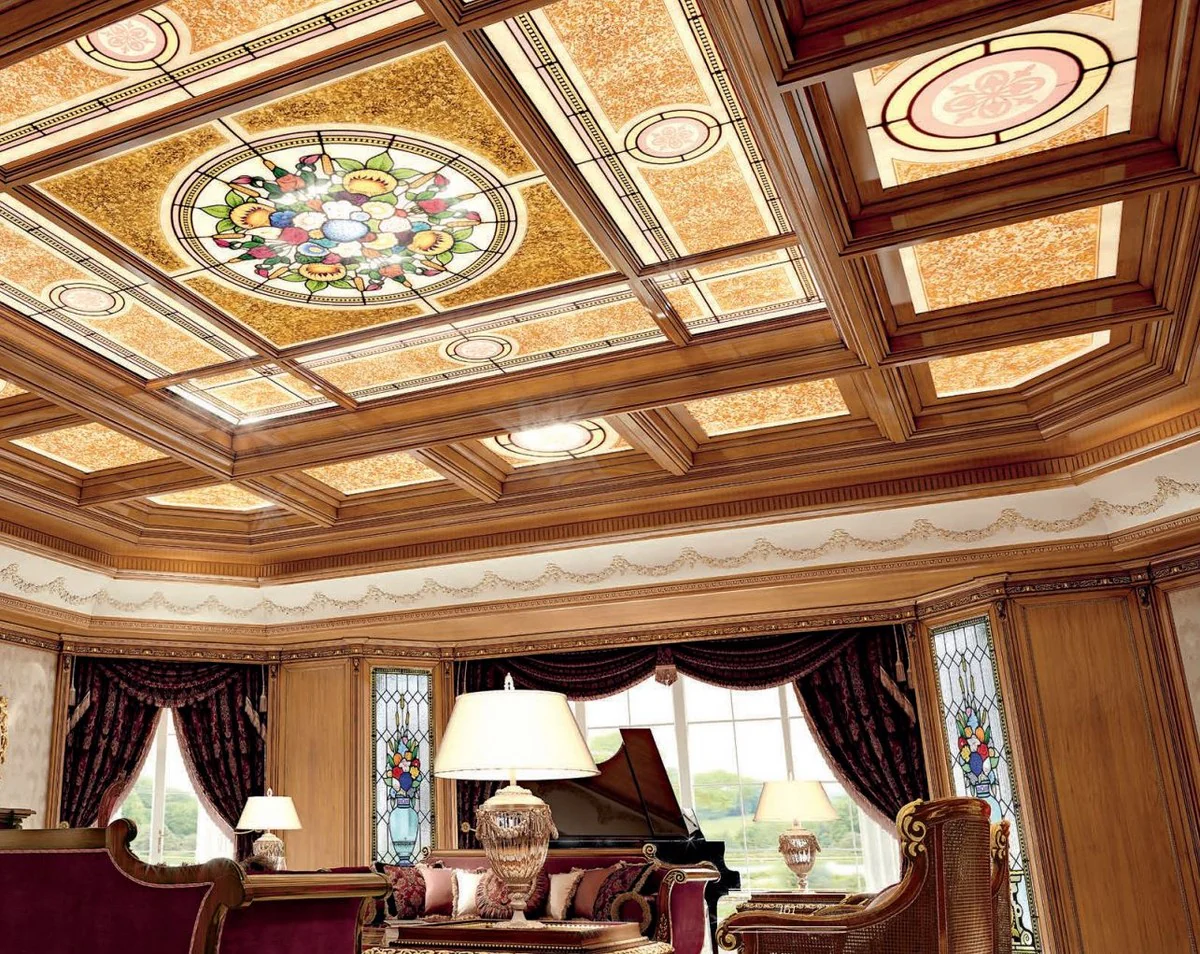 Luxus Barock Sofa Lila / Braun / Gold - Barockstil Wohnzimmer Sofa mit elegantem Muster - Barock Möbel - Barock Wohnzimmer & Hotel Möbel - Luxus Qualität - Made in Italy