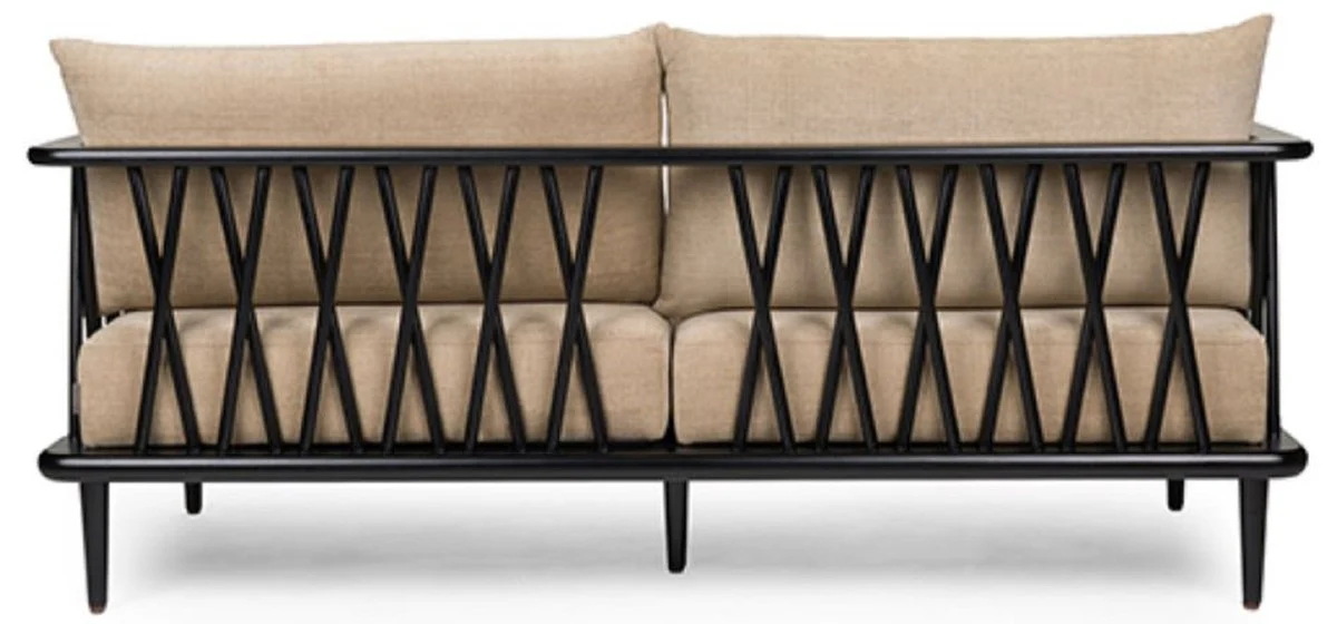 Luxus Sofa Beige / Schwarz 169,5 cm - Luxus Wohnzimmer Möbel