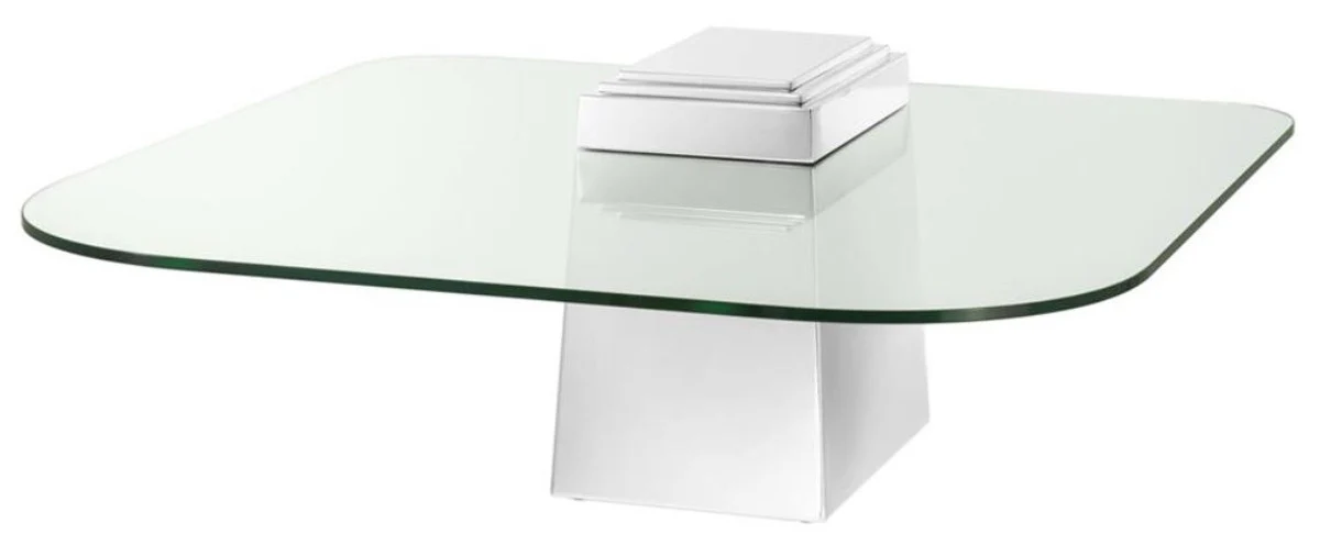 Luxus Couchtisch / Wohnzimmertisch Silber 105 x 105 x H. 44 cm - Luxus Wohnzimmermöbel