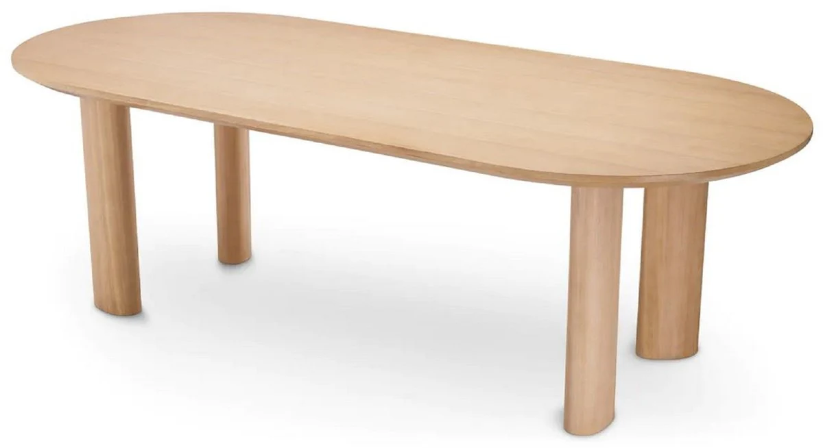 Luxus Esstisch Naturfarben 244 x 109,5 x H. 77 cm - Ovaler Massivholz Küchentisch - Esszimmer Möbel - Küchen Möbel - Luxus Möbel - Luxus Einrichtung