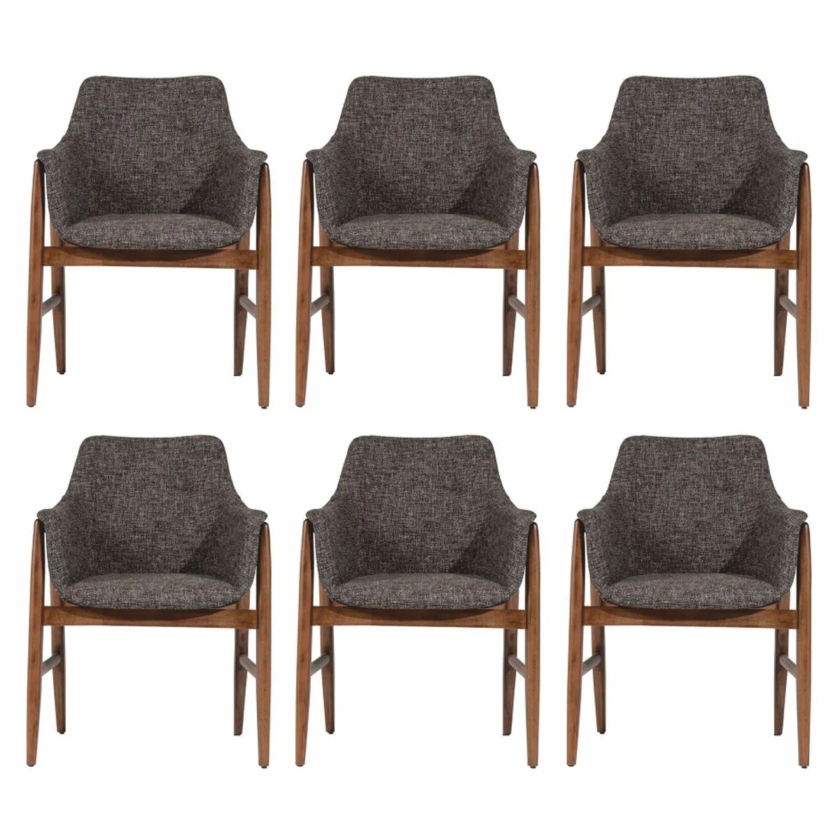 Luxus Esszimmer Stuhl 6er Set mit Armlehnen Schwarz / Braun H. 86 cm