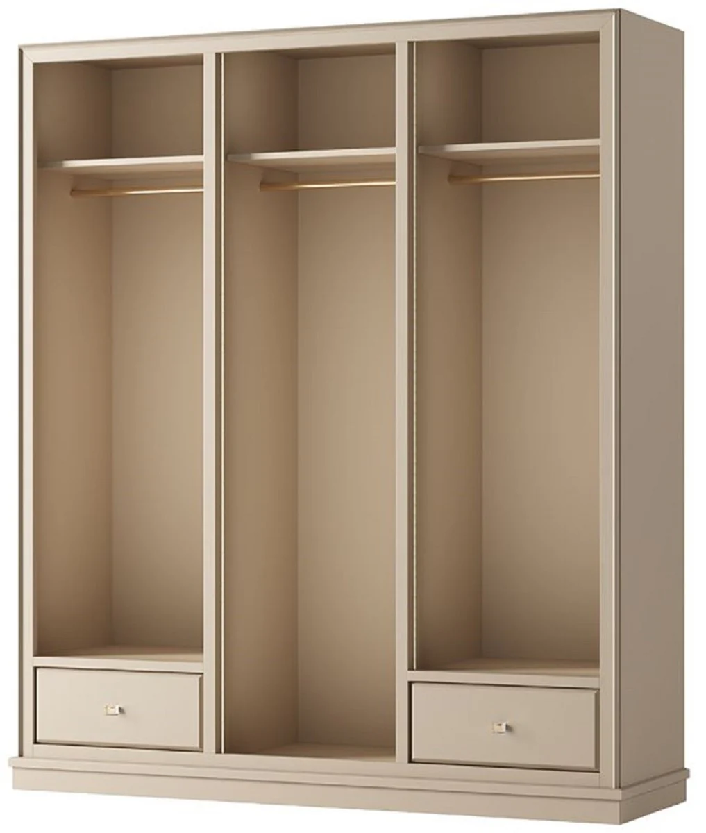 Luxus Kleiderschrank Beige 200 x 60 x H. 230 cm - Offener Schlafzimmer Schrank - Schlafzimmer Möbel - Hotel Möbel - Schlafzimmer Einrichtung - Luxus Möbel - Luxus Einrichtung