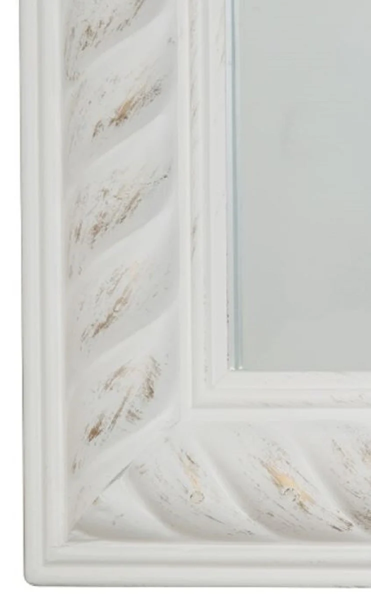 Barock Wohnzimmer Wandspiegel Antik Weiß / Gold 72 x H. 162 cm - Handgefertigter Spiegel im Barockstil