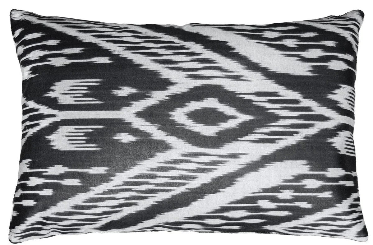 Luxus Kissen Schwarz / Weiß 60 x 40 cm - Wohnzimmer Deko Accessoires