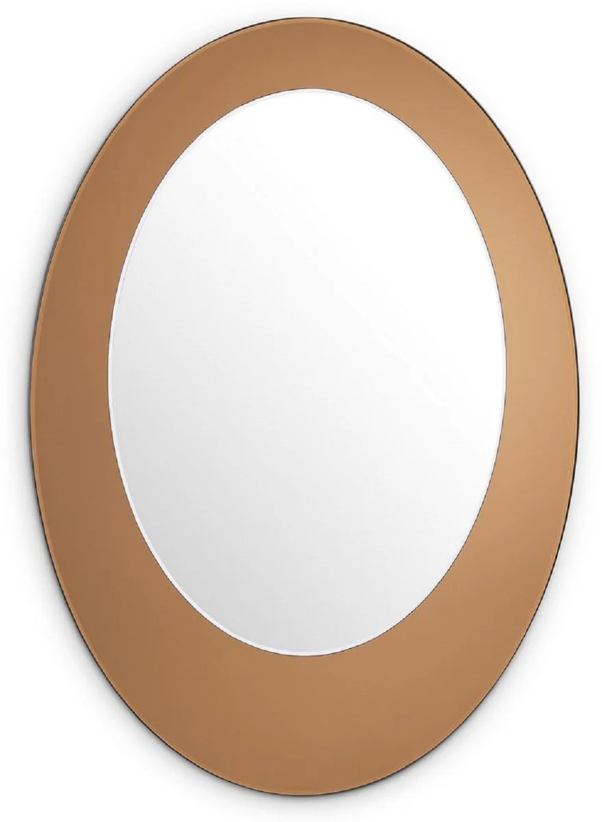 Luxus Spiegel Bernsteinfarben 63 x 2,5 x H. 90 cm - Ovaler Wandspiegel - Garderoben Spiegel - Wohnzimmer Spiegel - Luxus Deko Accessoires