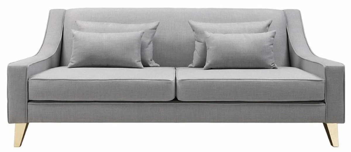 Luxus Neoklassik Sofa Grau / Gold 202 x 94 x H. 85 cm - Wohnzimmer Sofa - Hotel Sofa - Wohnzimmer Möbel - Hotel Möbel - Luxus Möbel - Neoklassik Möbel