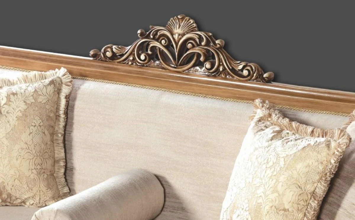 Luxus Barock Sofa Grau / Braun - Prunkvolles Wohnzimmer Sofa im Barockstil - Barock Wohnzimmer Möbel - Edel & Prunkvoll