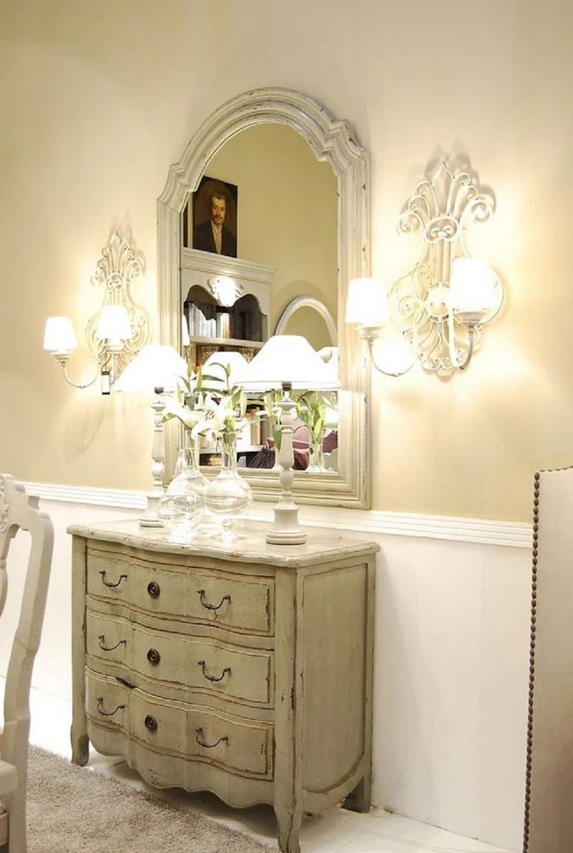 Luxus Landhausstil Massivholz Kommode mit 3 Schubladen Antik Grau - Handgefertigte Landhausstil Möbel - Luxus Kollektion