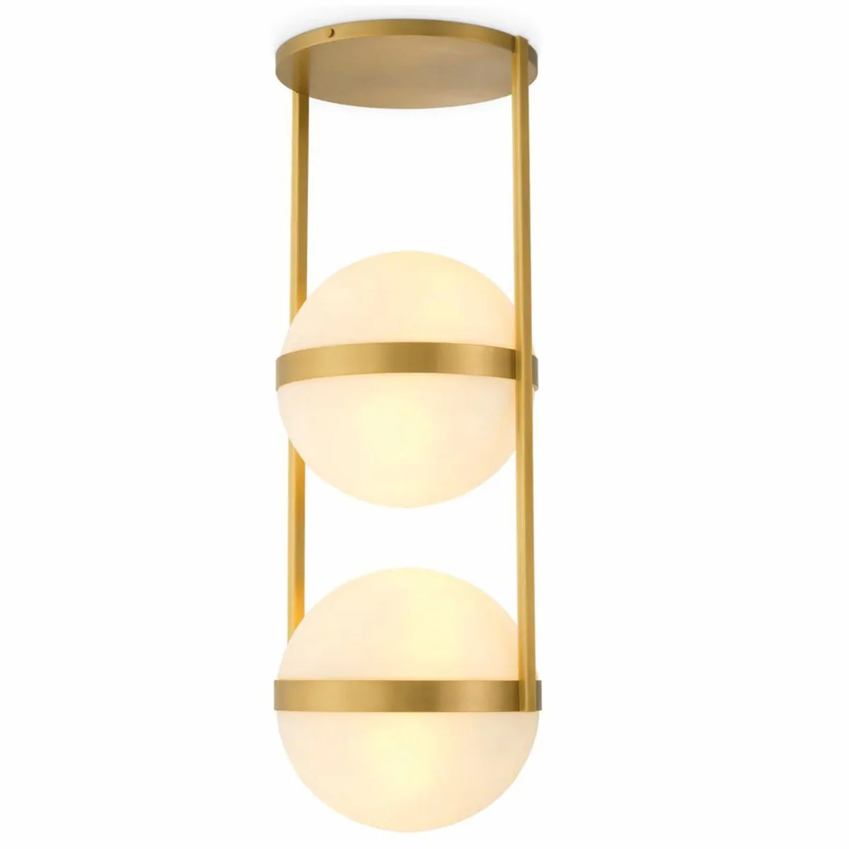 Luxus Deckenleuchte Antik Messing / Weiß H. 105 cm - Luxus Leuchten