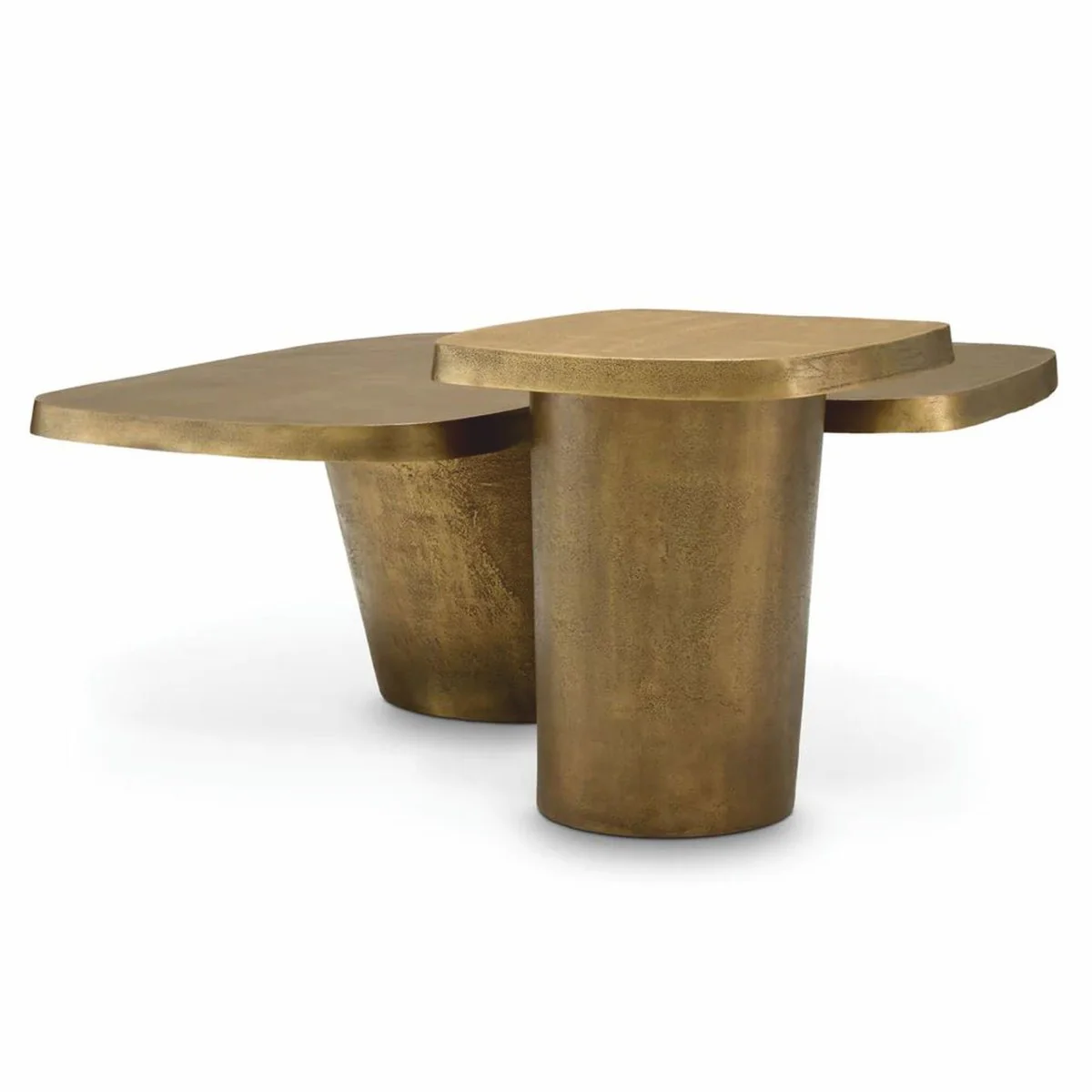 Luxus Aluminium Couchtisch Set Vintage Messing - Hotel & Wohnzimmer Möbel