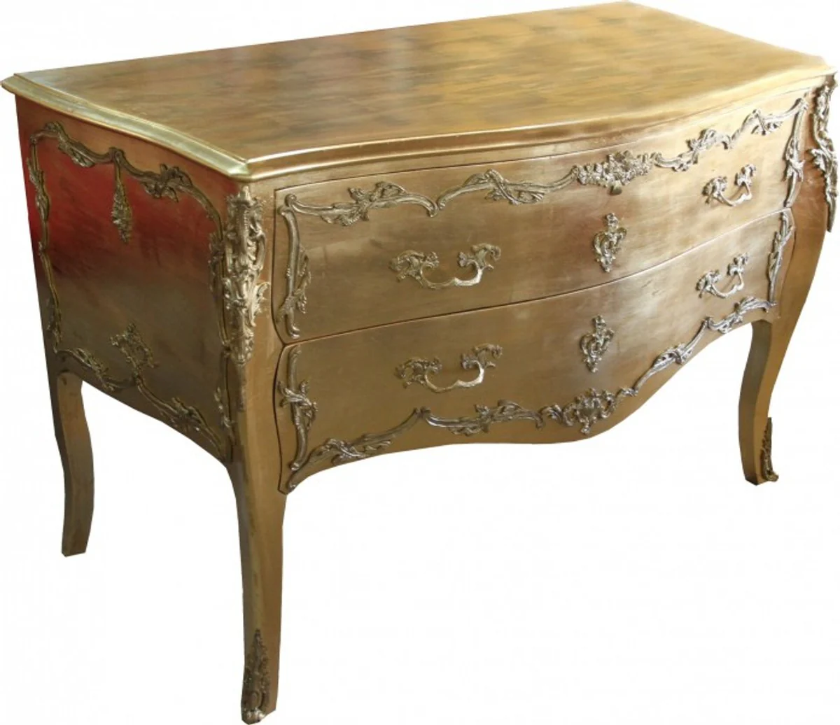 Barock Kommode Gold 130 cm - Handgefertigt aus Massivholz - Limited Edition