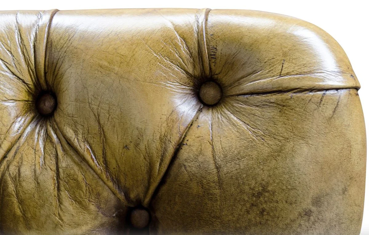 Luxus Echtleder Sessel Gelb / Schwarz 84 x 85 x H. 112 cm - Luxus Hotel Möbel