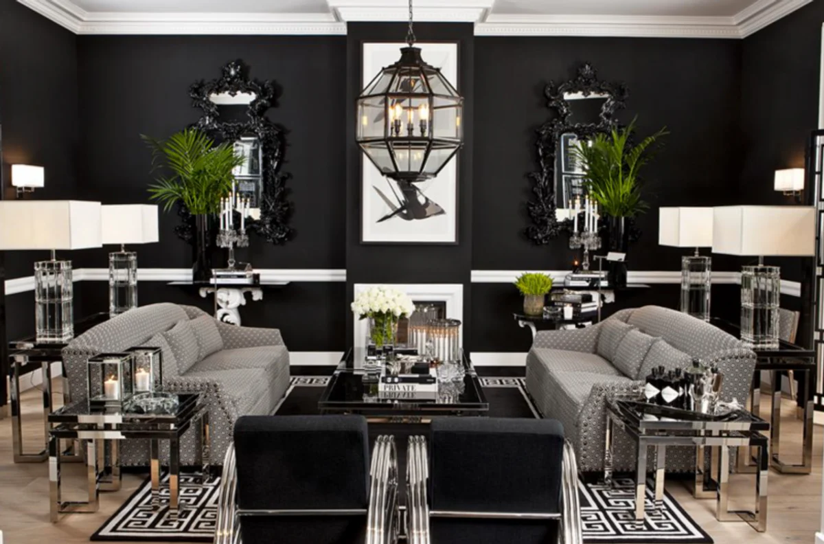 Luxus Art Deco Designer Beistelltisch mit Rauchglas - Hotel Tisch Möbel