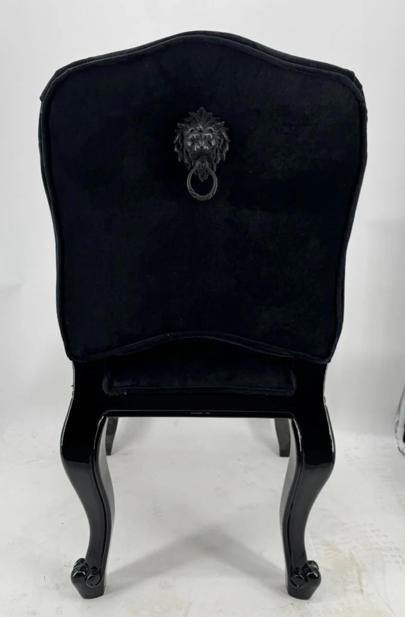 Luxus Barock Esszimmer Stuhl Castle mit Messing Löwengriff Schwarz - Barock Möbel