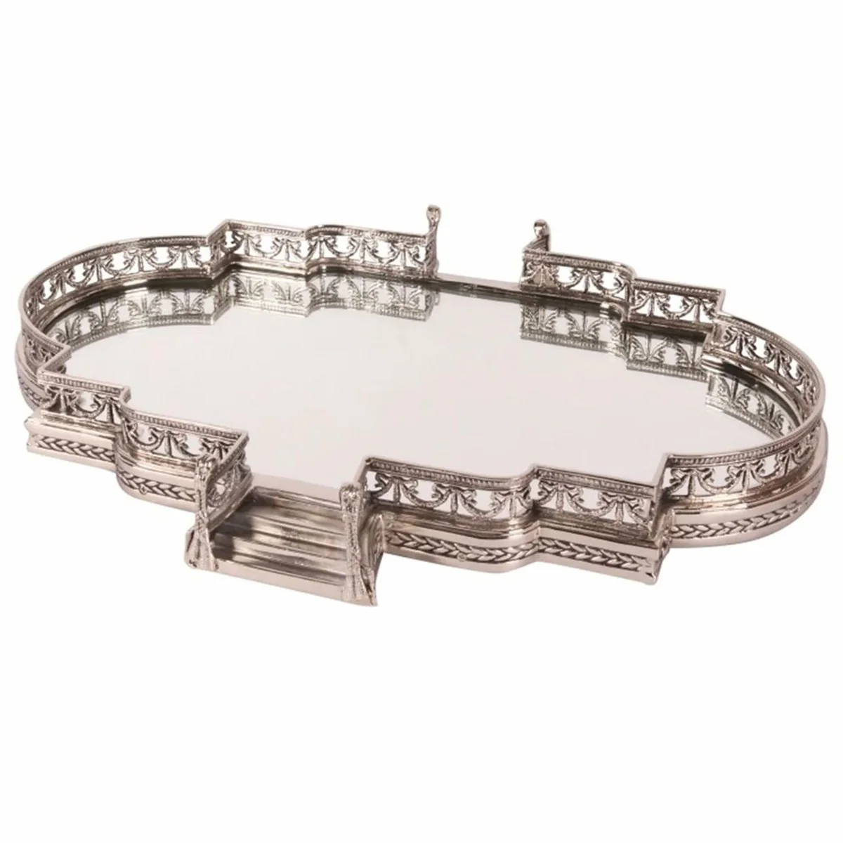 Barock Tablett Silber 57 cm - Barockstil Gastronomie Accessoires