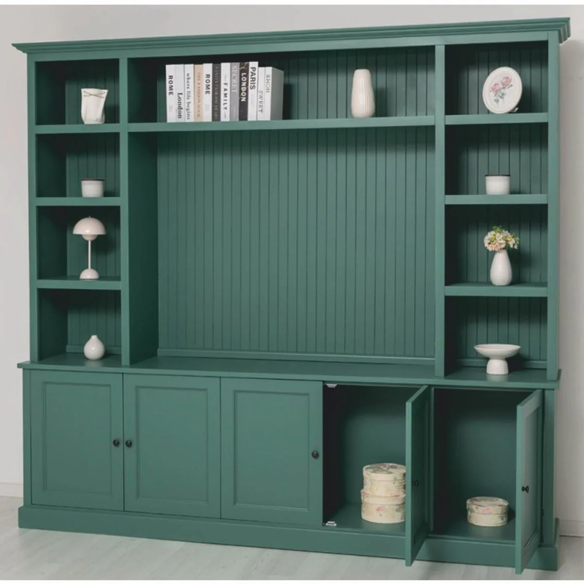 Landhausstil Bücherschrank Grün 254 cm - Landhausstil Möbel