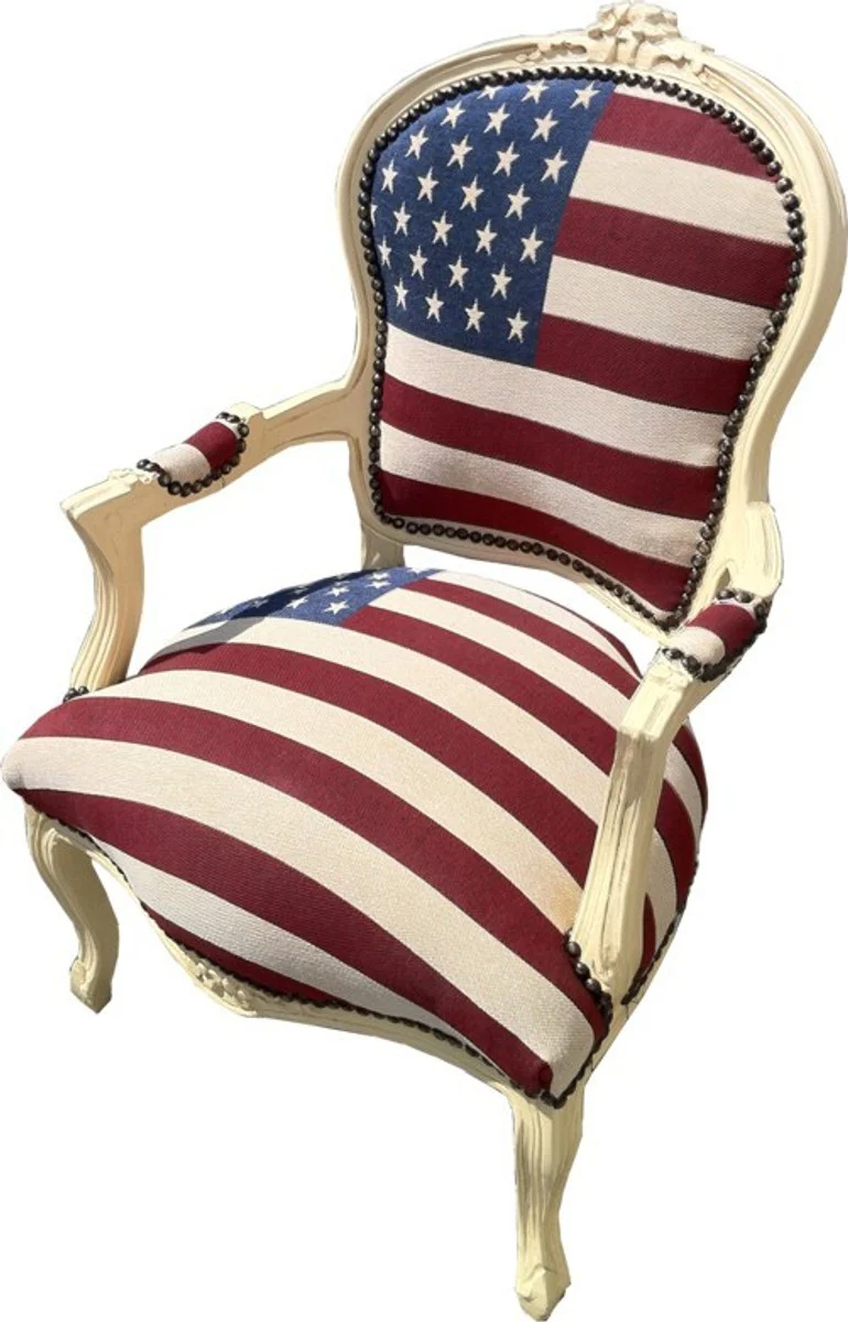 Barock Salon Stuhl USA Design / Creme