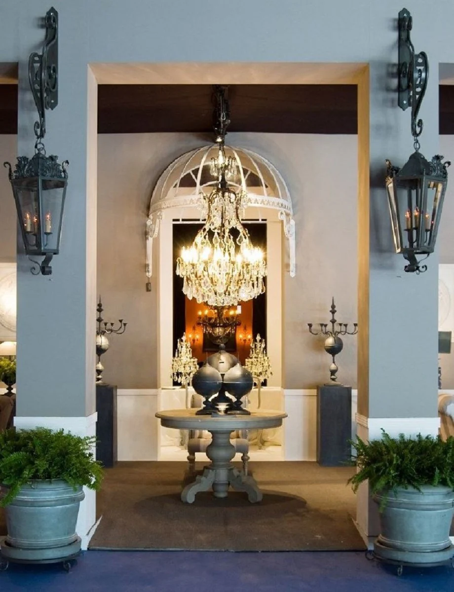 Luxus Landhausstil Esstisch Ausziehbar Grau Ø 120-160 cm