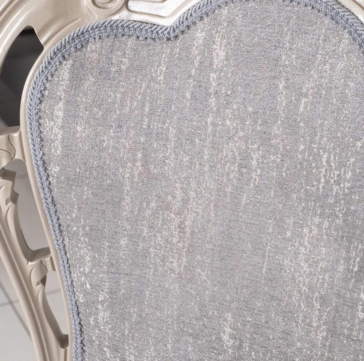 Luxus Barock Esszimmer Stuhl 6er Set Grau / Hochglanz Beige 49,5 x 57 x H. 102,5 cm - Barockstil Küchen Stühle - Prunkvolle Luxus Esszimmer Möbel im Barockstil - Edel & Prunkvoll