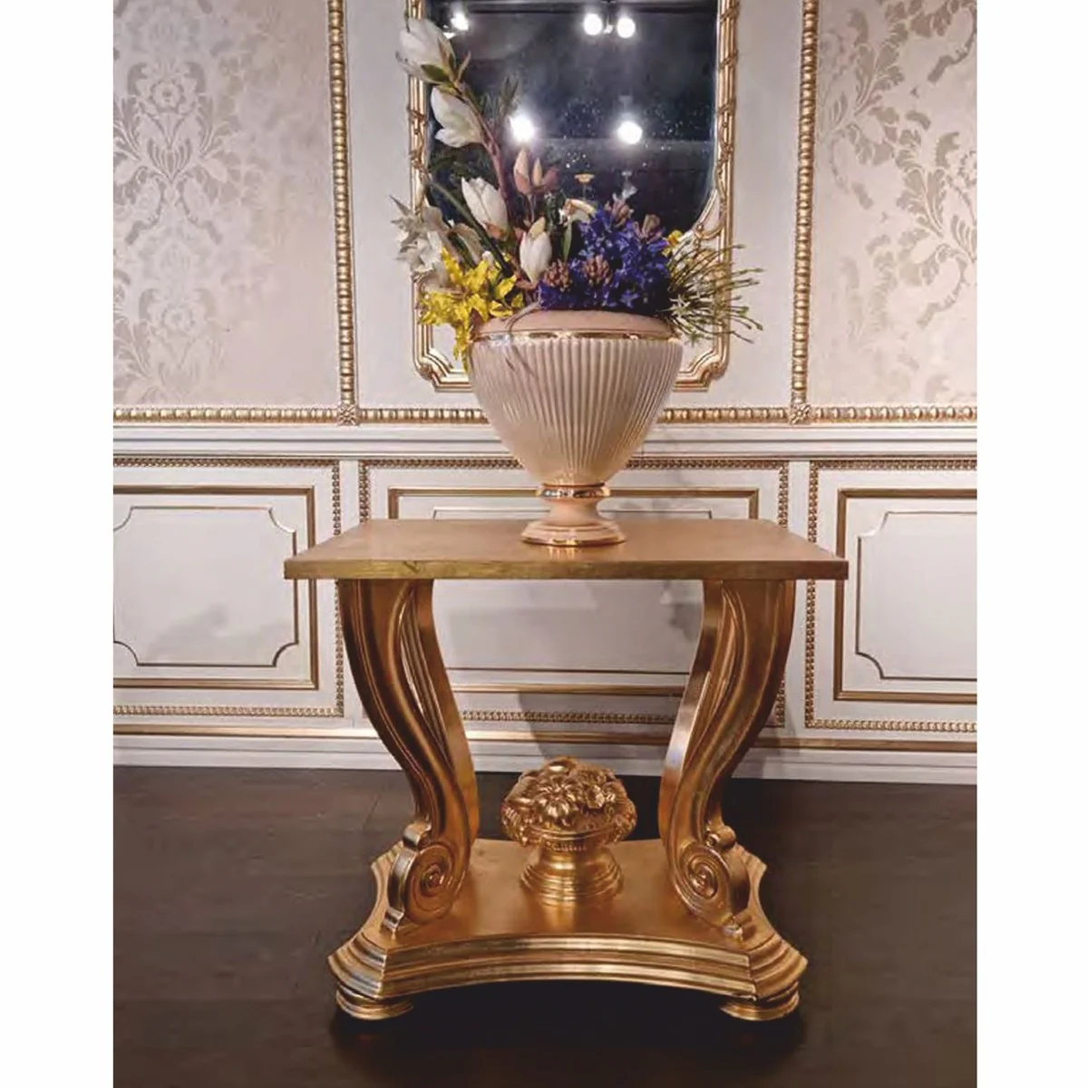 Luxus Barock Beistelltisch Gold H. 69 cm - Made in Italy