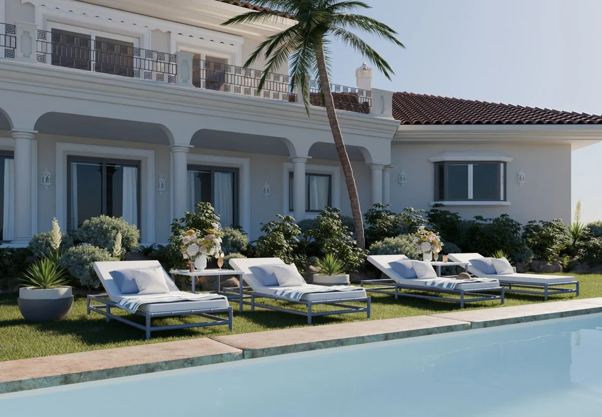 Luxus Keramik Blumentopf Hellblau / Weiß Ø 75 x H. 45 cm - Garten Deko