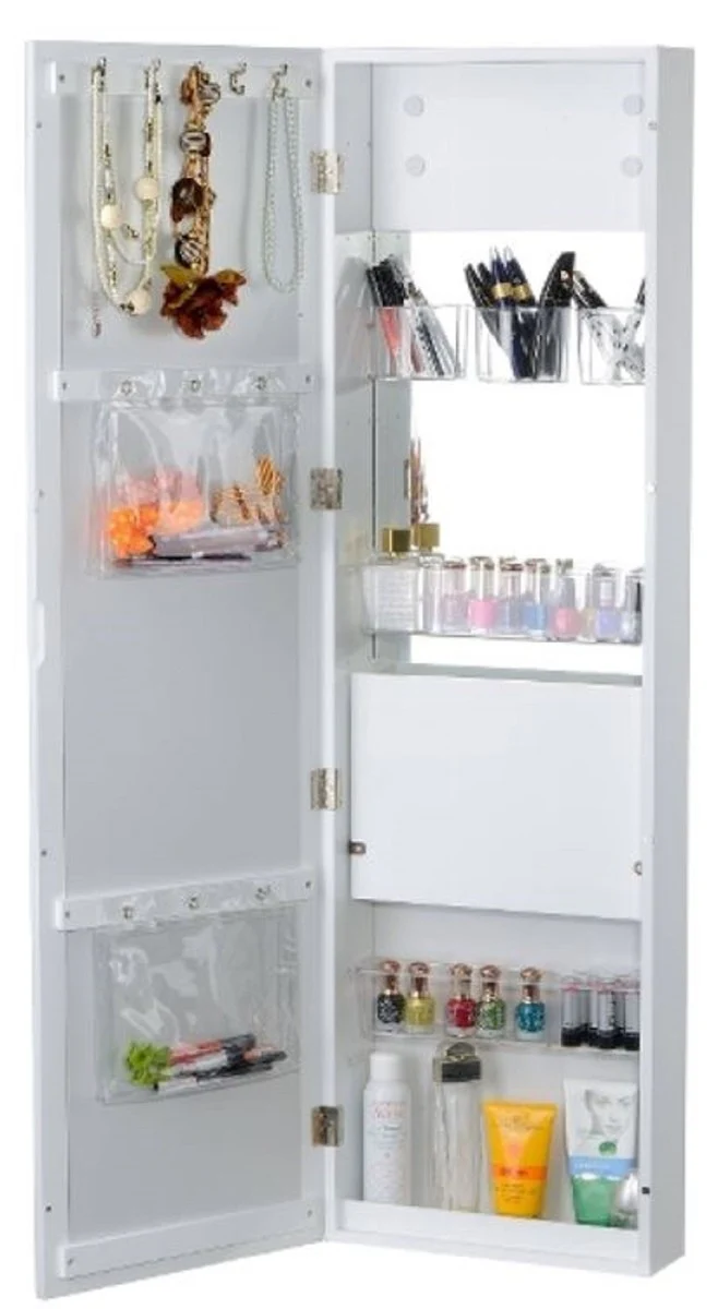 Luxus Schminkschrank mit Spiegeltür Weiß 36 x 12 x H. 121 cm - Luxus Möbel