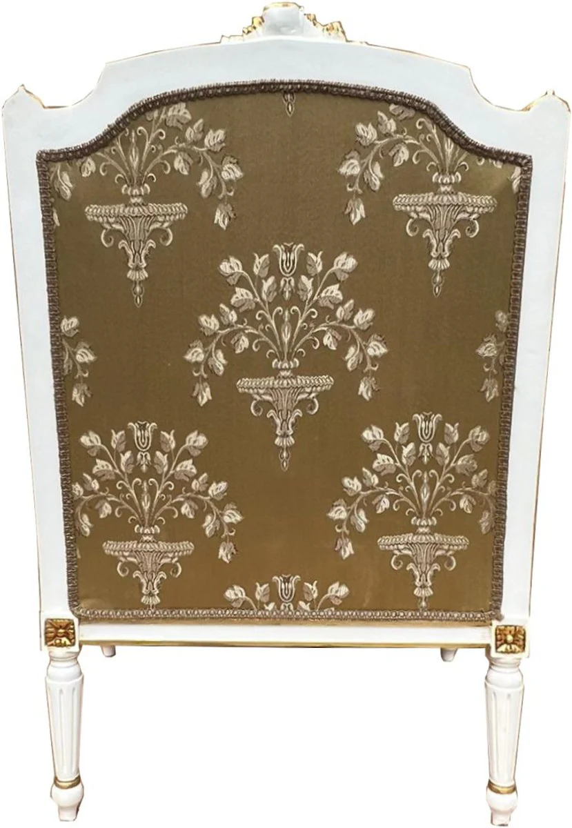 Barock Lounge Thron Sessel Empire Gold Muster / Weiß / Gold - Interior Wohnzimmer Möbel