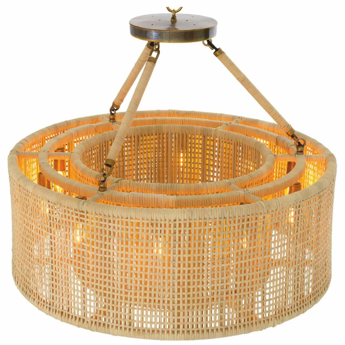 Luxus Rattan Kronleuchter Naturfarben Ø 80 cm - Luxus Leuchten