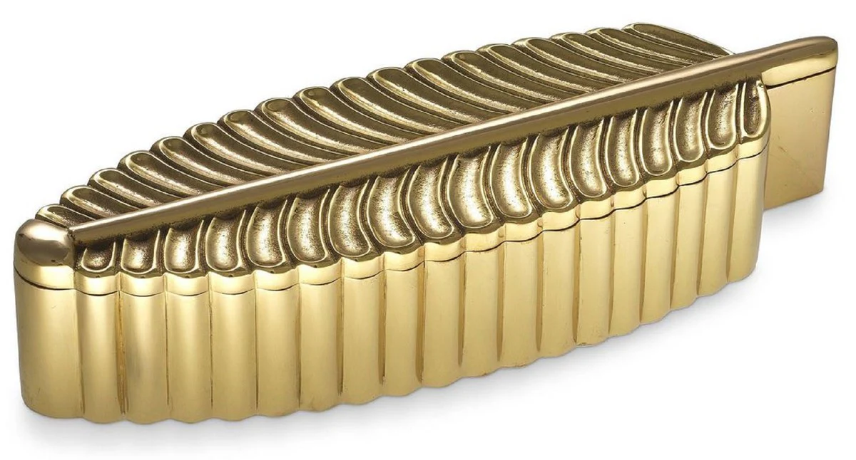 Designer Aufbewahrungsbox Messingfarben 27 x 9 x H. 5 cm - Schmuckschatulle - Luxus Deko Accessoires