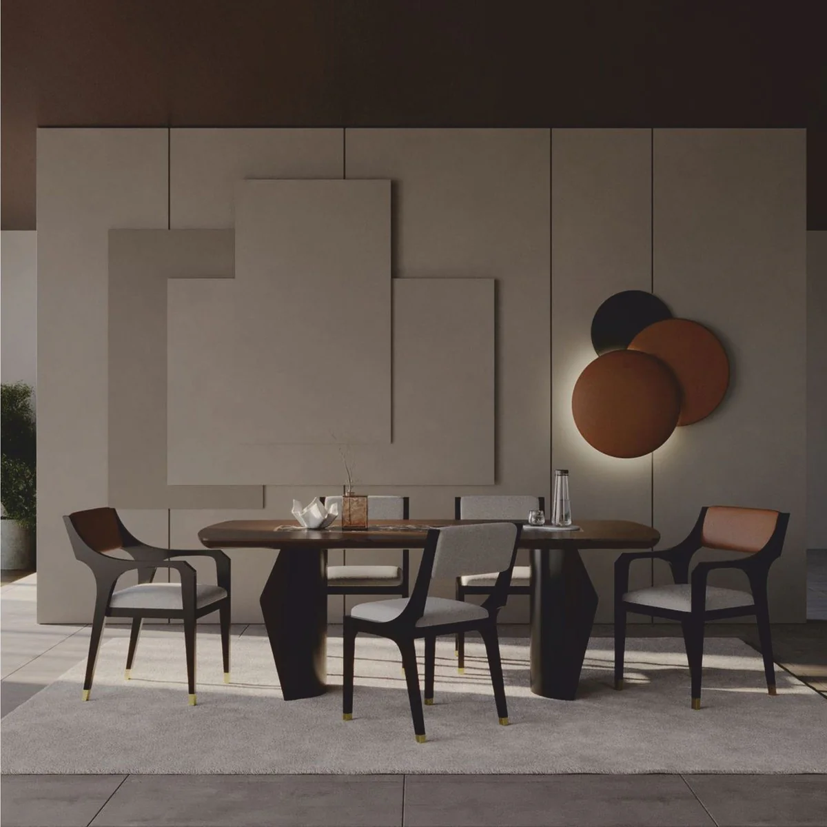 Luxus Esszimmer Set - 1 Esstisch und 6 Esszimmer Stühle - Hotel & Esszimmer Möbel