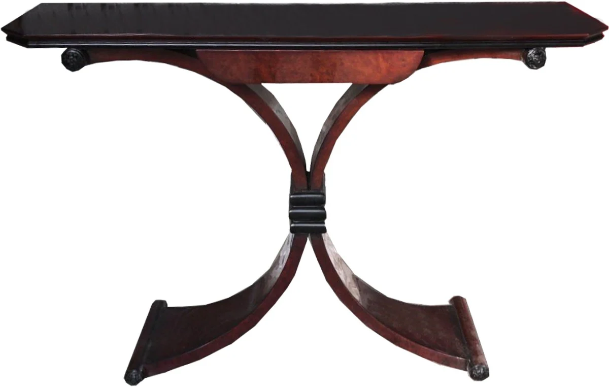 Art Deco Konsole Braun mit Schublade - Beistelltisch 120 x 35 x H 95cm - Antik Stil Tisch - Möbel