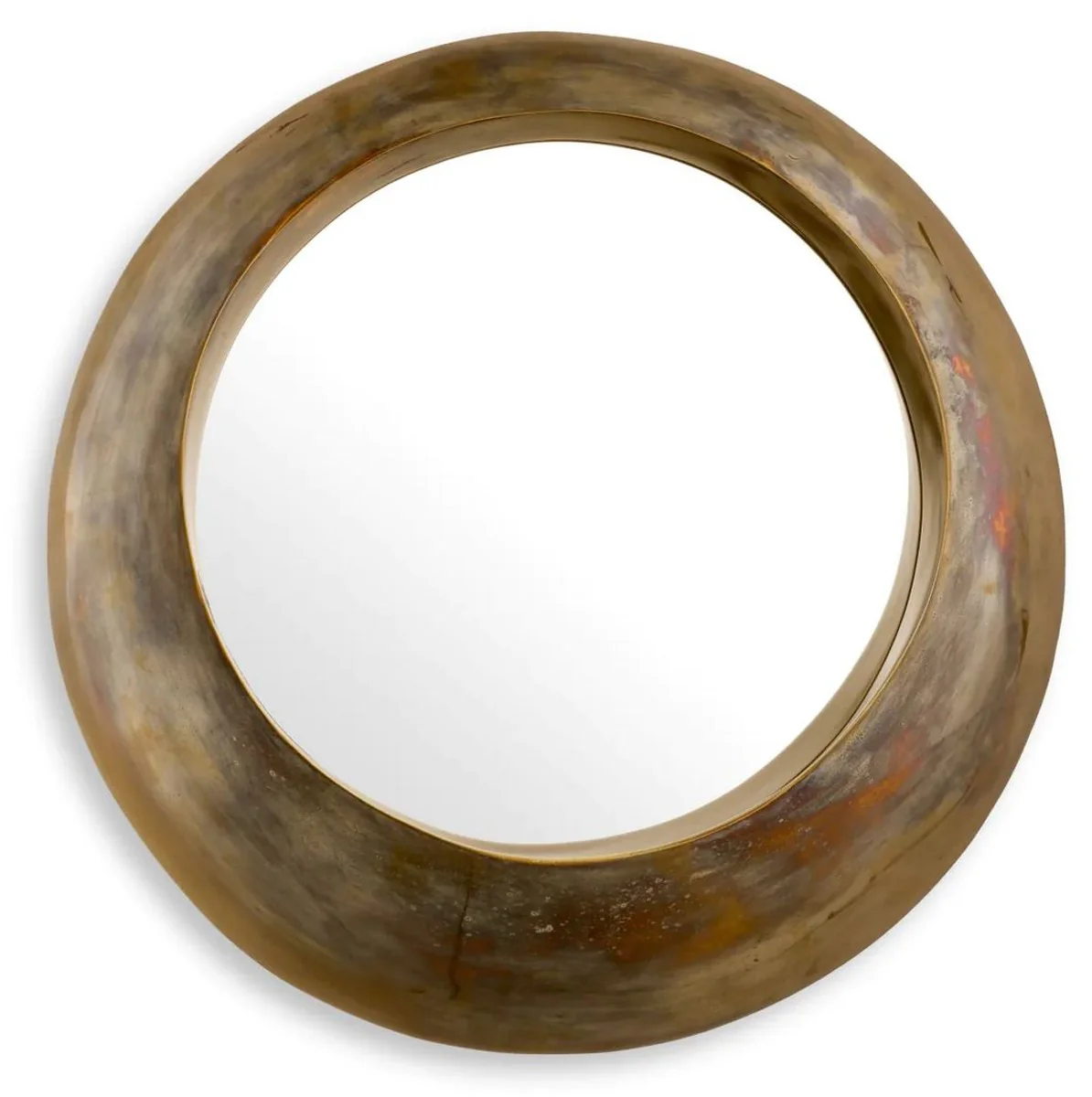 Luxus Aluminium Wandspiegel Vintage Messing Ø 50 cm - Runder Wohnzimmer Spiegel - Schlafzimmer Spiegel - Garderoben Spiegel - Luxus Möbel - Luxus Einrichtung