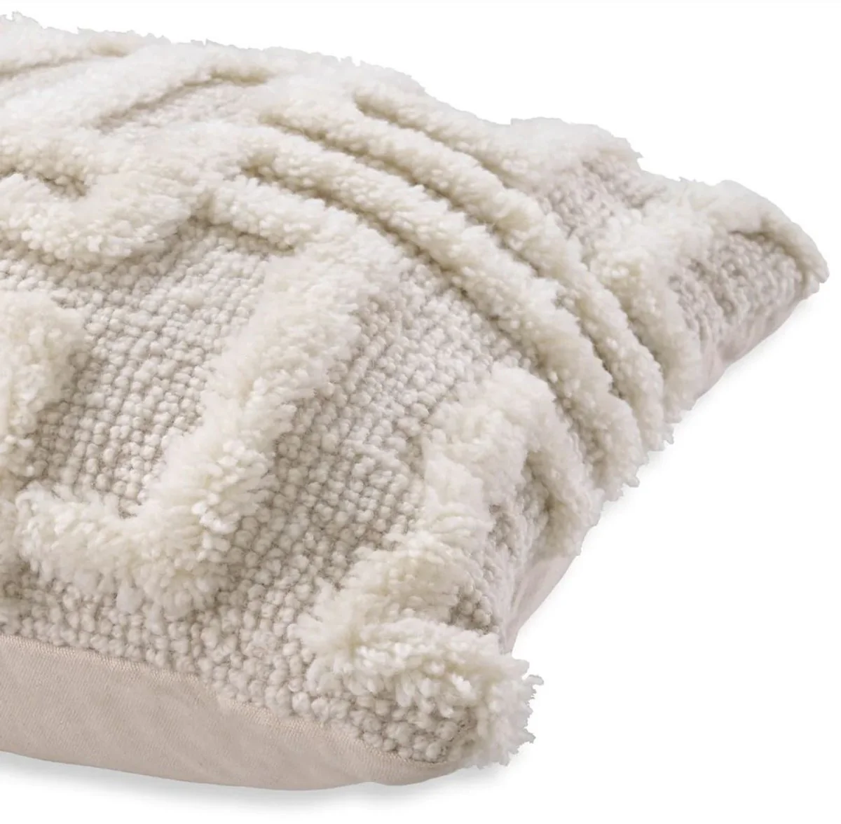 Luxus Kissen Elfenbein 60 x 60 cm - Handgewebtes Deko Woll Kissen - Quadratisches Zierkissen - Wohnzimmer Dekoration - Luxus Deko Accessoires - Luxus Kollektion