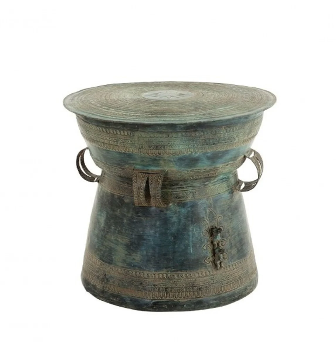 Luxus Art Deco Designer Messing Beistelltisch Antik Grün 59 x H. 52 cm - Luxus Beistelltisch